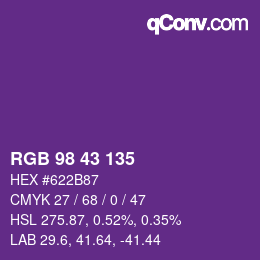 Color code: RGB 98 43 135 | qconv.com