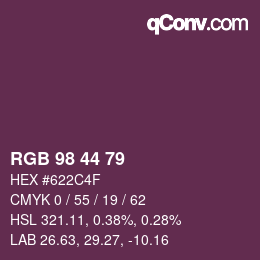 Farbcode: RGB 98 44 79 | qconv.com