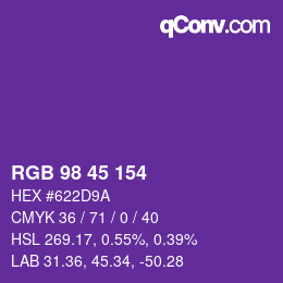 颜色代码: RGB 98 45 154 | qconv.com