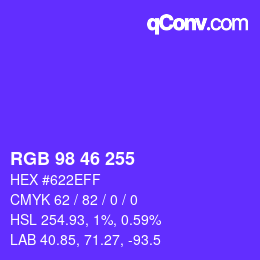 Color code: RGB 98 46 255 | qconv.com