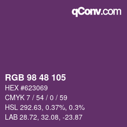Color code: RGB 98 48 105 | qconv.com