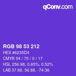 Farbcode: RGB 98 53 212 | qconv.com