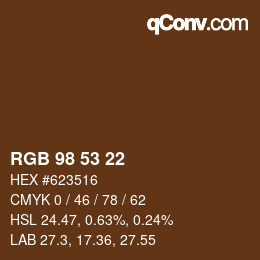 Farbcode: RGB 98 53 22 | qconv.com