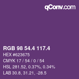 カラーコード: RGB 98 54.4 117.4 | qconv.com
