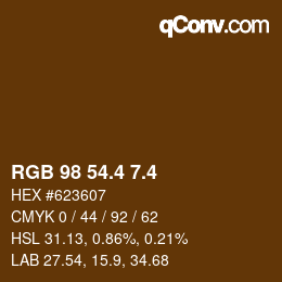 カラーコード: RGB 98 54.4 7.4 | qconv.com