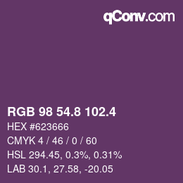 カラーコード: RGB 98 54.8 102.4 | qconv.com