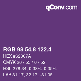 カラーコード: RGB 98 54.8 122.4 | qconv.com