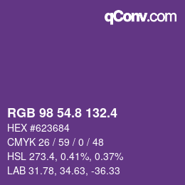 カラーコード: RGB 98 54.8 132.4 | qconv.com