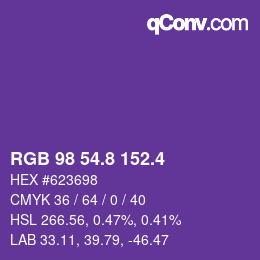 カラーコード: RGB 98 54.8 152.4 | qconv.com