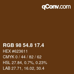 カラーコード: RGB 98 54.8 17.4 | qconv.com