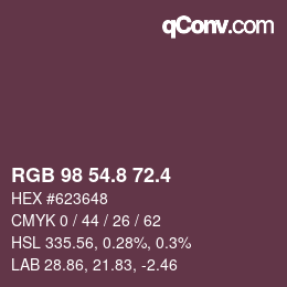 カラーコード: RGB 98 54.8 72.4 | qconv.com