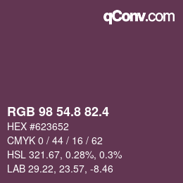 カラーコード: RGB 98 54.8 82.4 | qconv.com