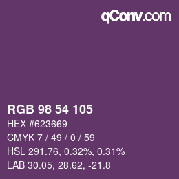 Color code: RGB 98 54 105 | qconv.com