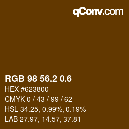 カラーコード: RGB 98 56.2 0.6 | qconv.com