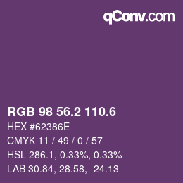 カラーコード: RGB 98 56.2 110.6 | qconv.com