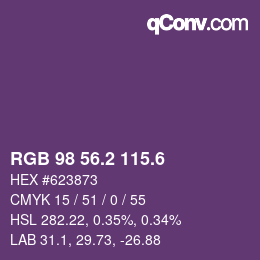 カラーコード: RGB 98 56.2 115.6 | qconv.com