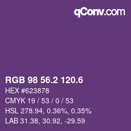 カラーコード: RGB 98 56.2 120.6 | qconv.com