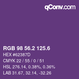 カラーコード: RGB 98 56.2 125.6 | qconv.com