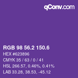 カラーコード: RGB 98 56.2 150.6 | qconv.com