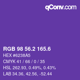 カラーコード: RGB 98 56.2 165.6 | qconv.com