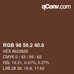 カラーコード: RGB 98 56.2 40.6 | qconv.com