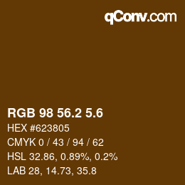カラーコード: RGB 98 56.2 5.6 | qconv.com