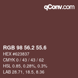 カラーコード: RGB 98 56.2 55.6 | qconv.com