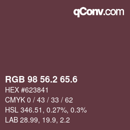 カラーコード: RGB 98 56.2 65.6 | qconv.com