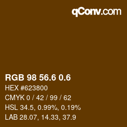 カラーコード: RGB 98 56.6 0.6 | qconv.com