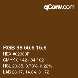 カラーコード: RGB 98 56.6 15.6 | qconv.com
