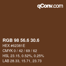 カラーコード: RGB 98 56.6 30.6 | qconv.com
