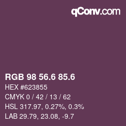 カラーコード: RGB 98 56.6 85.6 | qconv.com