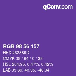 Color code: RGB 98 56 157 | qconv.com