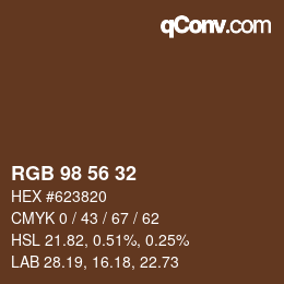 Color code: RGB 98 56 32 | qconv.com