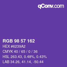 Color code: RGB 98 57 162 | qconv.com