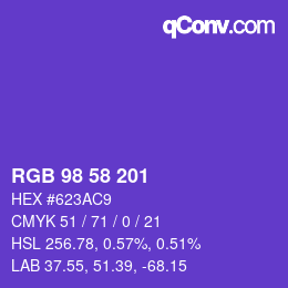 カラーコード: RGB 98 58 201 | qconv.com
