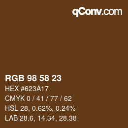 カラーコード: RGB 98 58 23 | qconv.com