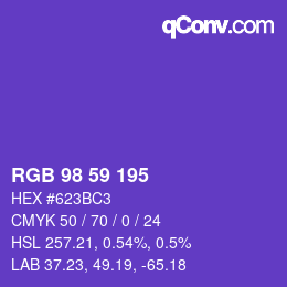カラーコード: RGB 98 59 195 | qconv.com