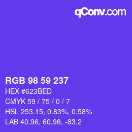 Color code: RGB 98 59 237 | qconv.com