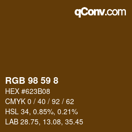カラーコード: RGB 98 59 8 | qconv.com