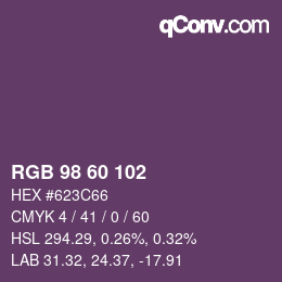 カラーコード: RGB 98 60 102 | qconv.com