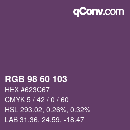 カラーコード: RGB 98 60 103 | qconv.com