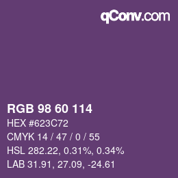 カラーコード: RGB 98 60 114 | qconv.com