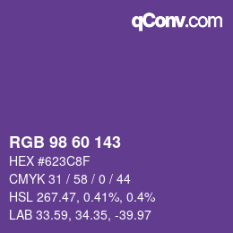 カラーコード: RGB 98 60 143 | qconv.com