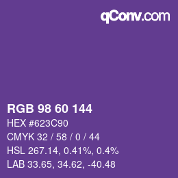 カラーコード: RGB 98 60 144 | qconv.com