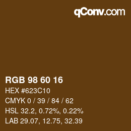 カラーコード: RGB 98 60 16 | qconv.com