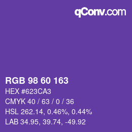 カラーコード: RGB 98 60 163 | qconv.com