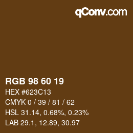 カラーコード: RGB 98 60 19 | qconv.com