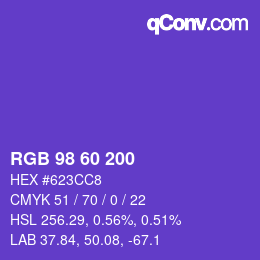 颜色代码: RGB 98 60 200 | qconv.com