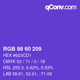 カラーコード: RGB 98 60 209 | qconv.com